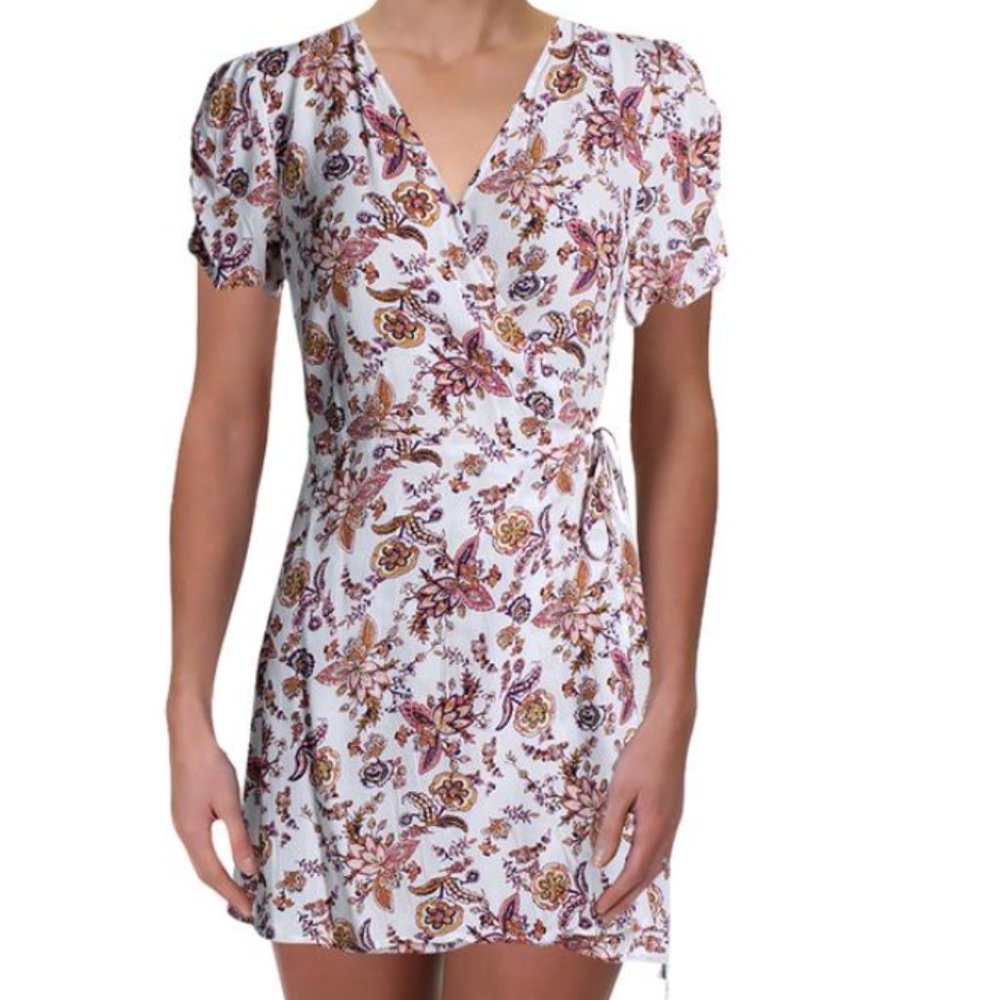 Aqua Mini Floral Wrap Dress
